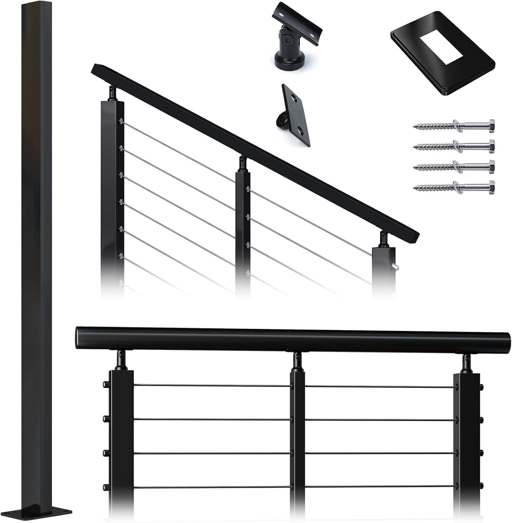 Stainless Steel Black Cable Railing Post H7250
