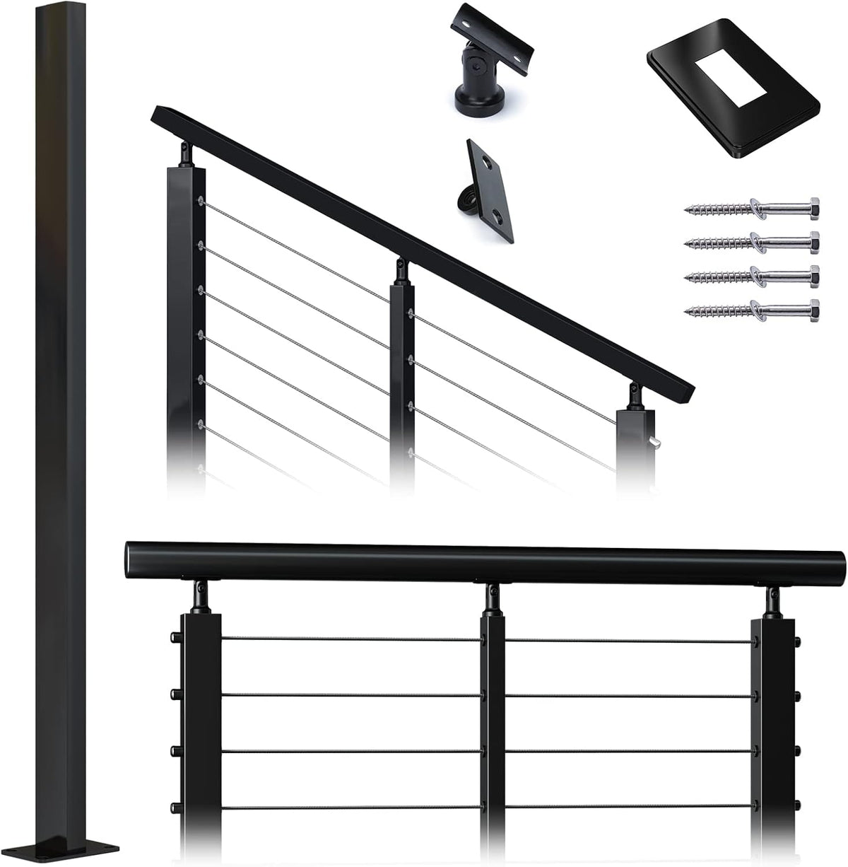 Stainless Steel Black Cable Railing Post H7250