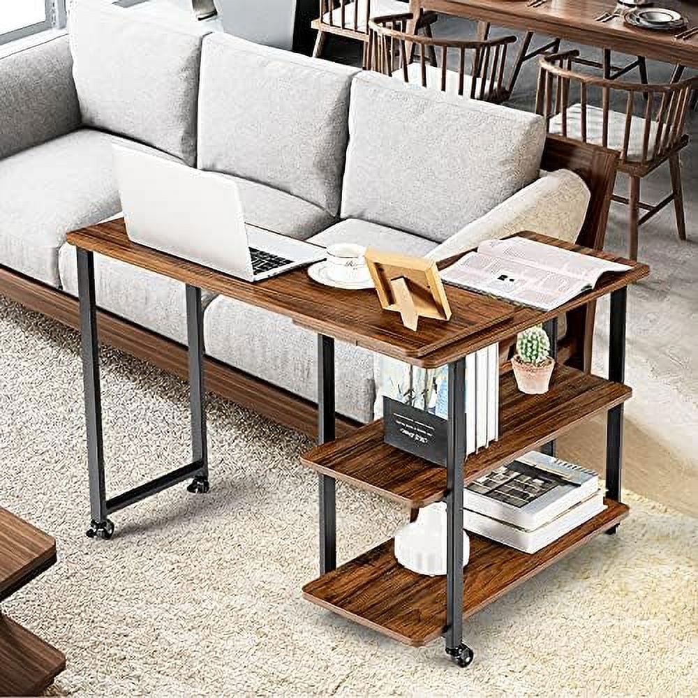 L-Shaped Corner Desk with 2-Tier Mobile End Table O3818
