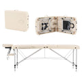 Portable Aluminum Alloy 3 Folding Massage Table with Backrest White Z548