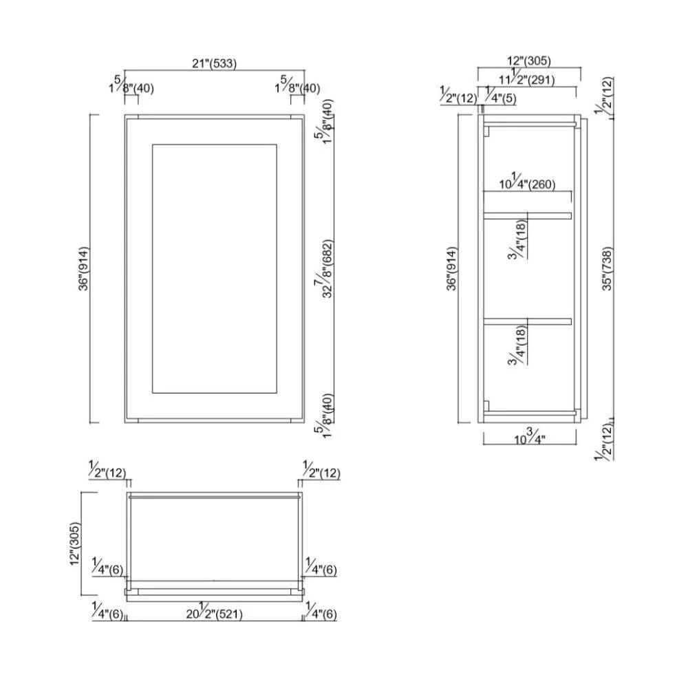 Espresso Shaker Style Wall Kitchen Cabinet 21x36x12 H60315