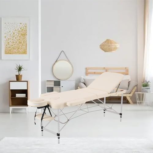 Portable Aluminum Alloy 3 Folding Massage Table with Backrest White Z548