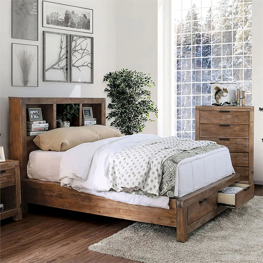 Oak Wood Cal King Storage Bed Z34558