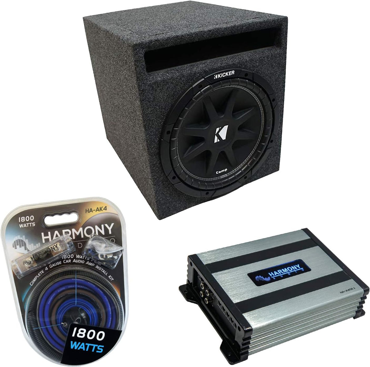 Single 10 Car Stereo Sub Box Enclosure and Amp Z223696