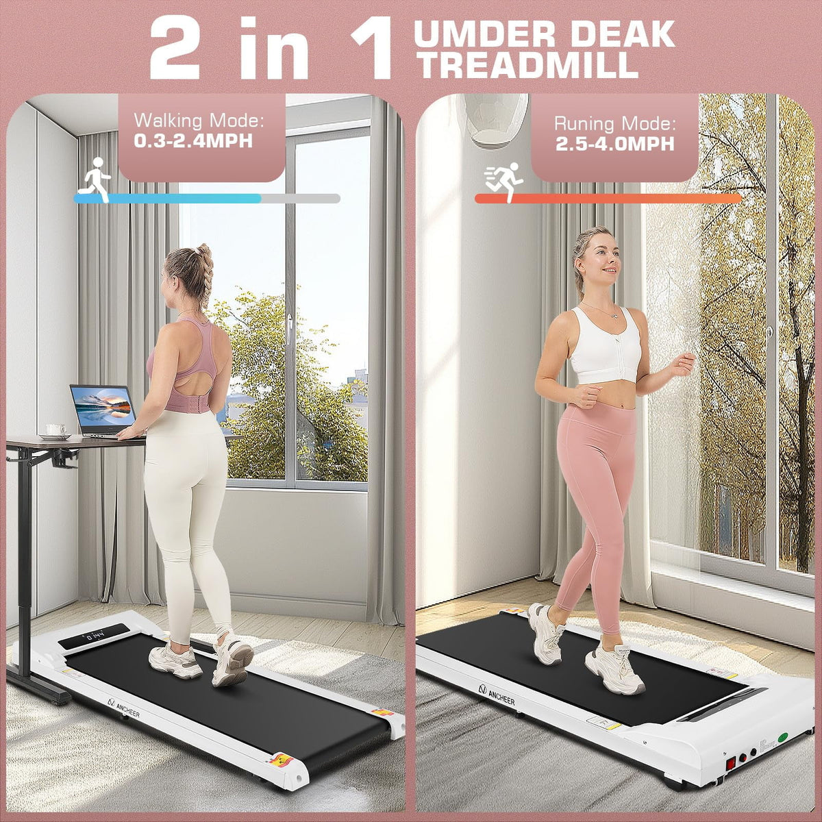 2.5HP Under Desk Treadmill with Remote Control E349