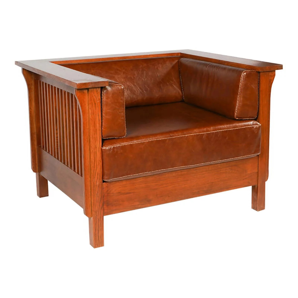 Leather Slat Side Arm Chair X433