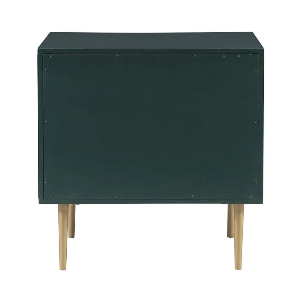 Dark Green Two Drawer Wooden Nightstand A43514