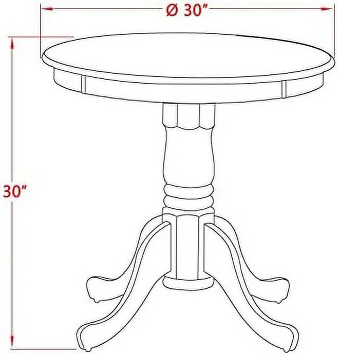 Round Solid Wood Dining Table with Pedestal Base 30x30 Inch U364