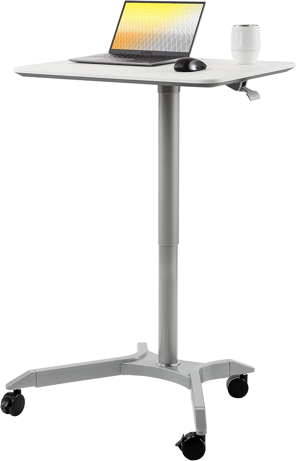 White Pneumatic Height Adjustable Mobile Laptop Desk Cart H68675