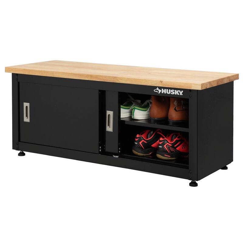 Black Steel Storage Bench K352460