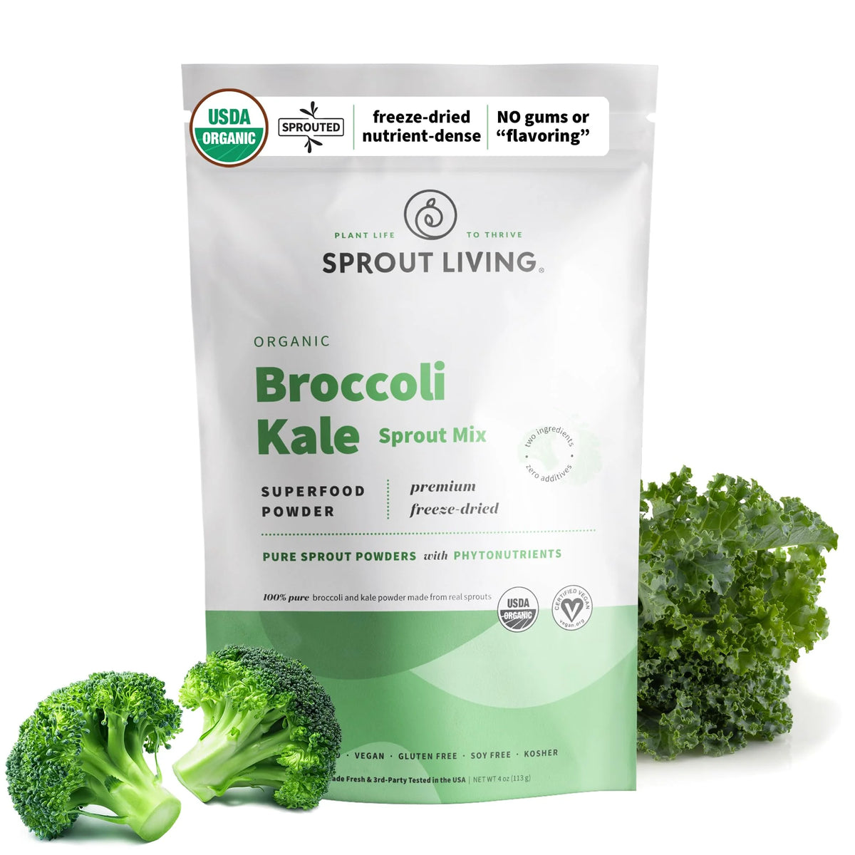Organic Broccoli and Kale Sprout Mix Greens Powder 4 ounces H808