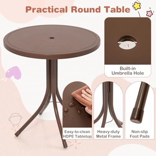 Kids Picnic Table with 2 Folding Chairs and Adjustable Umbrella M2758