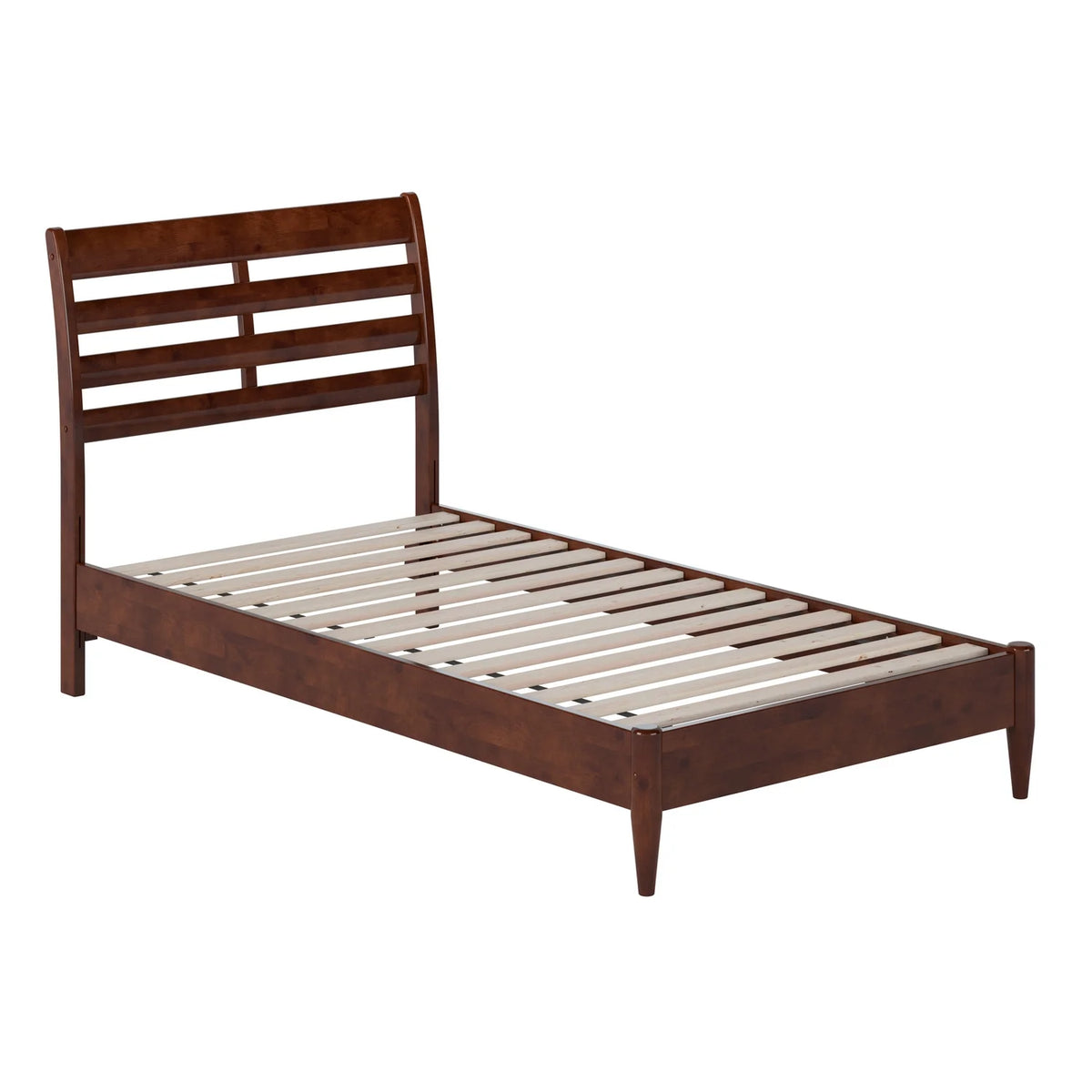 Twin Wood Low Profile Platform Bed in Walnut O320894