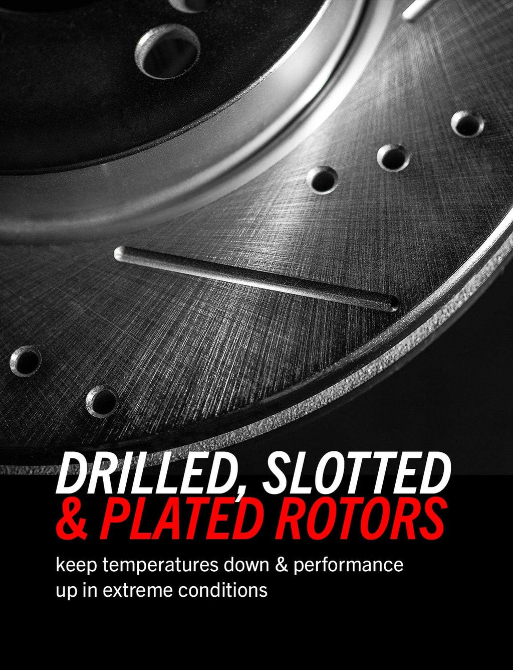 Carbon Fiber Brake Pads with Drilled & Slotted Brake Rotors Kit Q8684