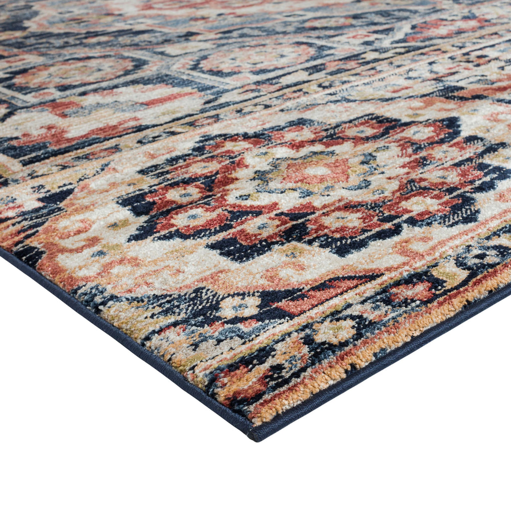 Navy Rust Medallion Area Rug 9' x 12' Q397