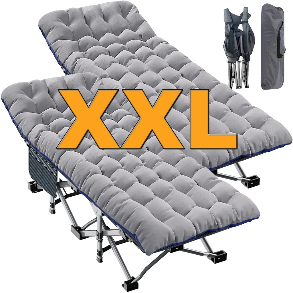Oversized XXL Folding Camping Cot with Mattress & Carry Bag P7505