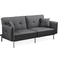 Dark Gray Fabric Futon Sofa Bed with Adjustable Backrest N77585
