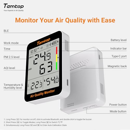Air Quality Monitor Indoor Thermo-Hygrometer PM2.5 AQI Temperature Humidity Meter O24123