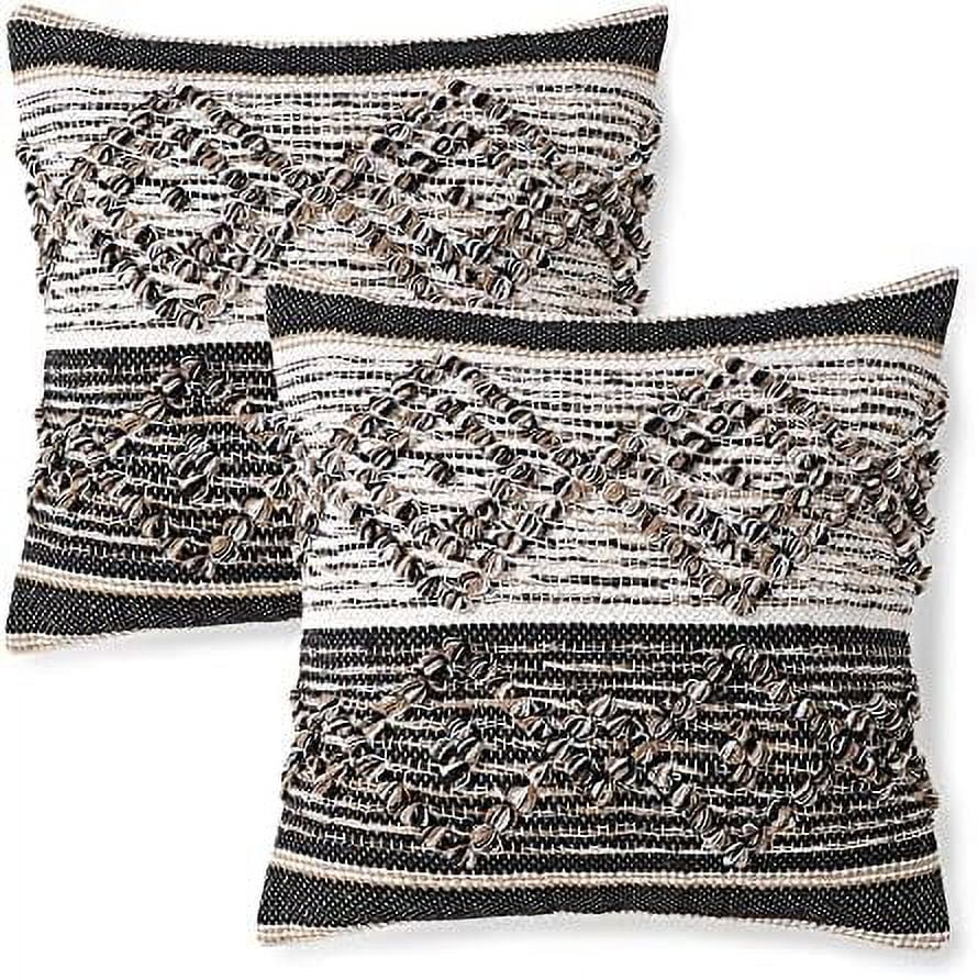 Handmade Boho Throw Pillow Covers Set Of 2 18"X18" Black K77908