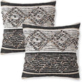 Handmade Boho Throw Pillow Covers Set Of 2 18"X18" Black K77908