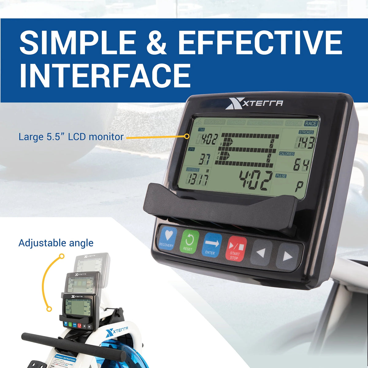 Water Rowing Machine with 6 Resistance Levels and LCD Display Z760