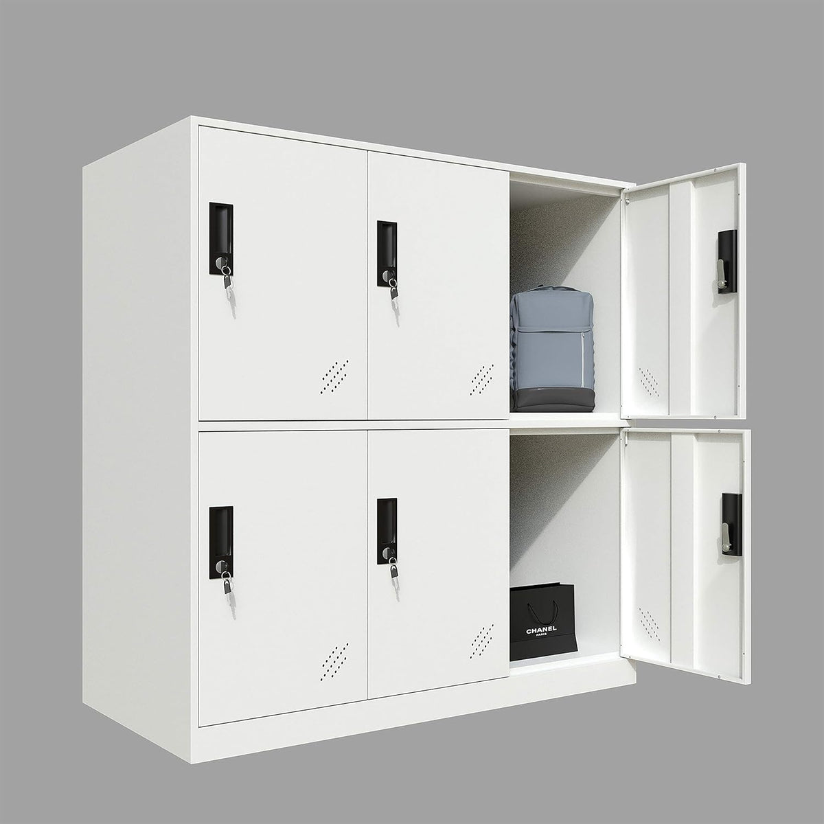 White Metal Storage Cabinet with 9 Doors H823