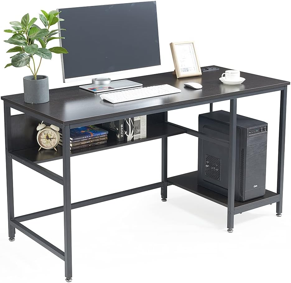 Black 47 Inch Computer Desk with Storage Shelves E680