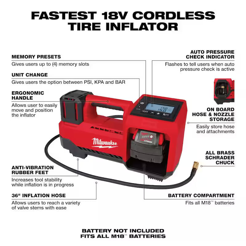 18-Volt Cordless Inflator with Two 6.0Ah Batteries and Charger Y8867