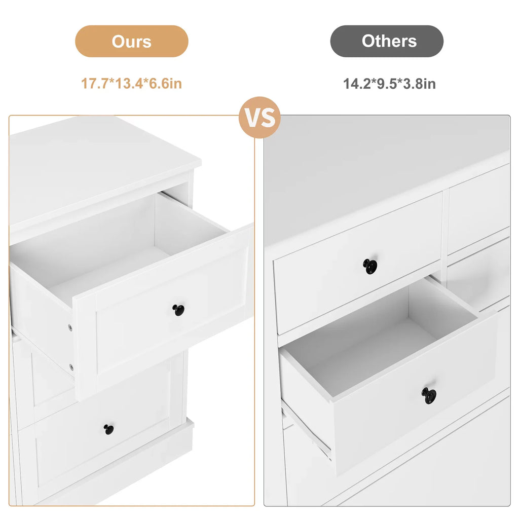 White 6 Drawer Wood Dresser M13764