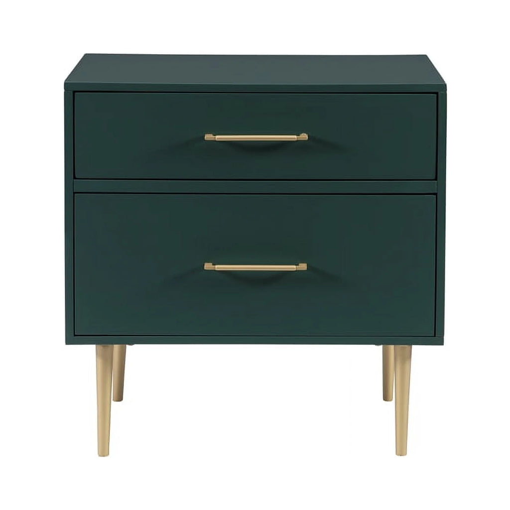 Dark Green Two Drawer Wooden Nightstand A43514