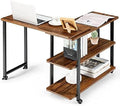 L-Shaped Corner Desk with 2-Tier Mobile End Table O3818