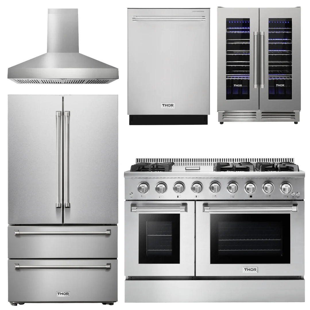 48 Gas Range, Range Hood, Refrigerator, Dishwasher, Wine Cooler V58767