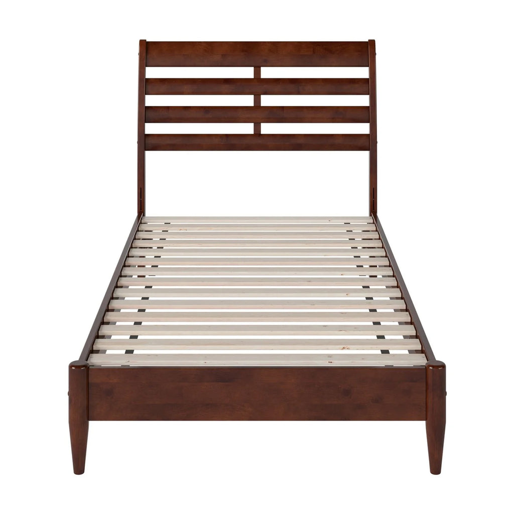 Twin Wood Low Profile Platform Bed in Walnut O320894