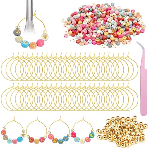 50 Set Wine Glass Charms with Beads and Hoops G969104