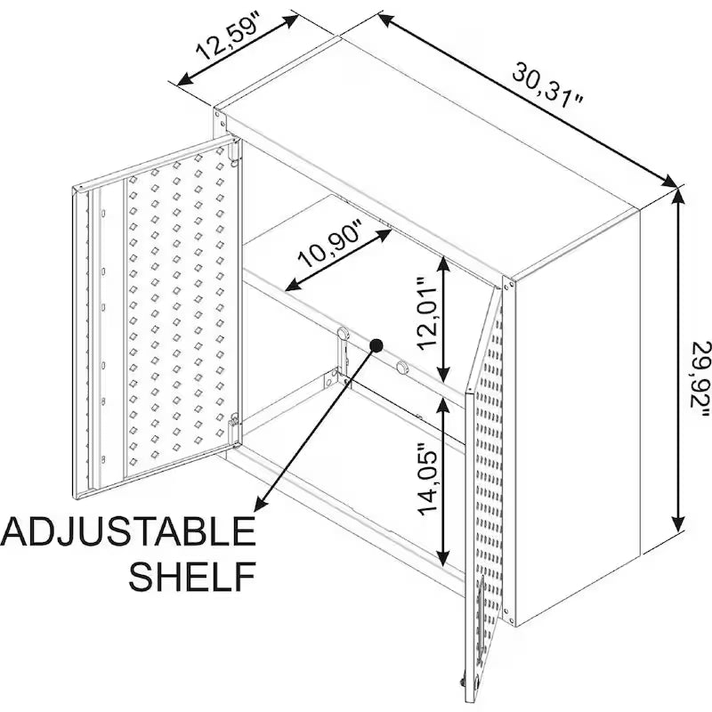 30 in. 2-Shelf Wall Mount Metal Garage Cabinet in White R556