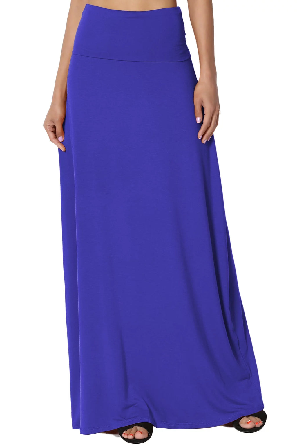 Plus Casual Draped Jersey Long Maxi Skirt P15990