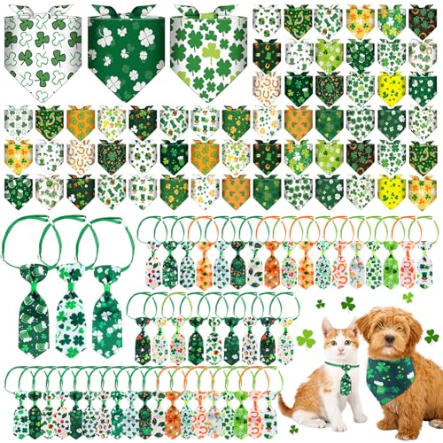 108 Pcs Dog Bandanas Bow Tie Set Plaid Pattern Adjustable Washable Reversible M3004