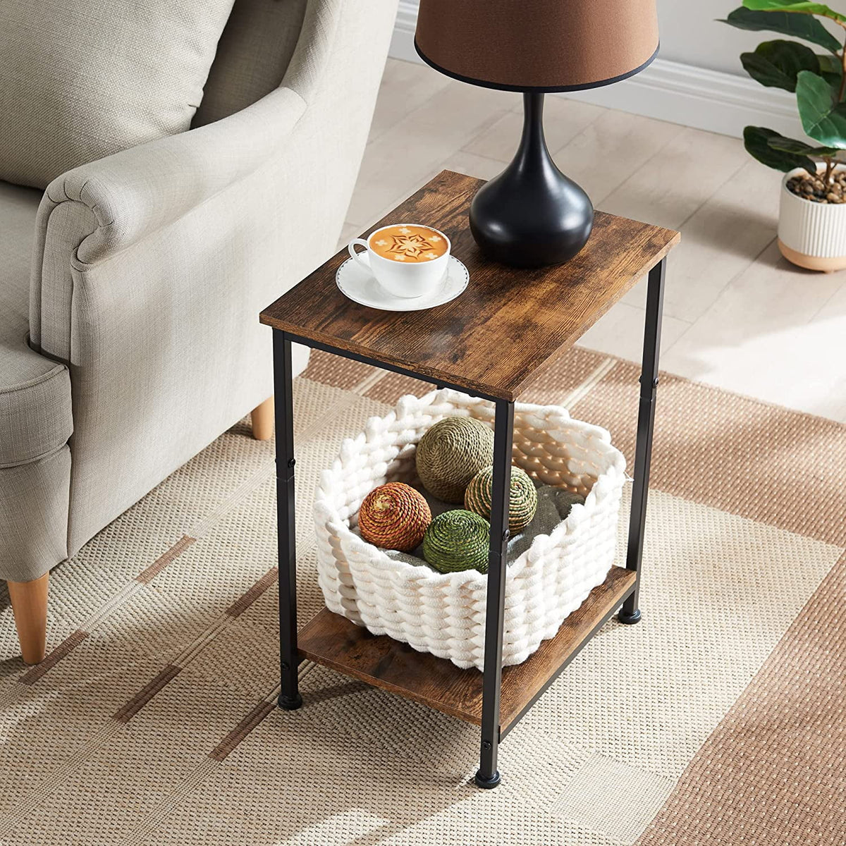 2-Tier Side Table with Storage Shelf Q3554