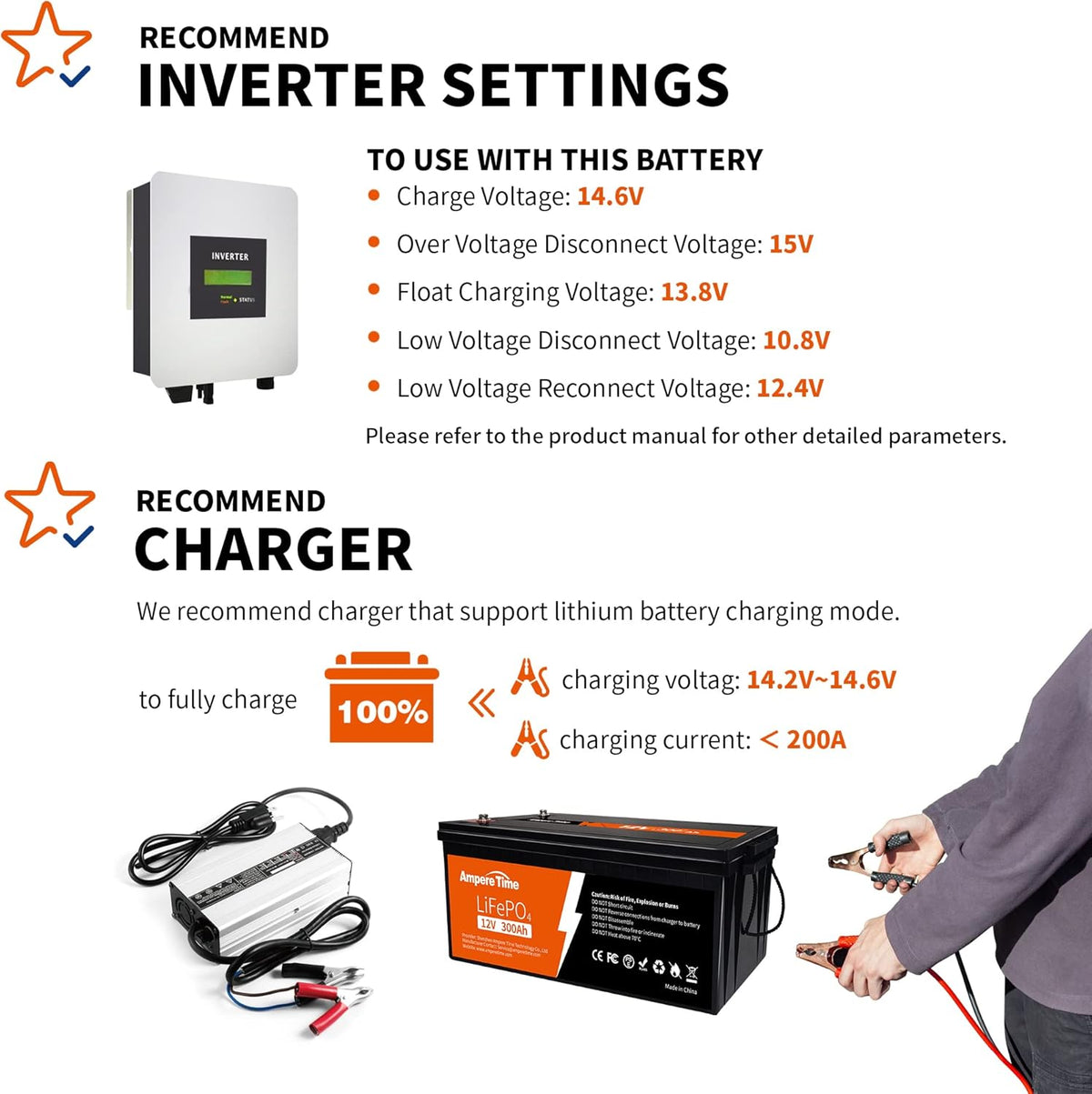 12V 300Ah Lithium LiFePO4 Battery with 200A BMS U49110