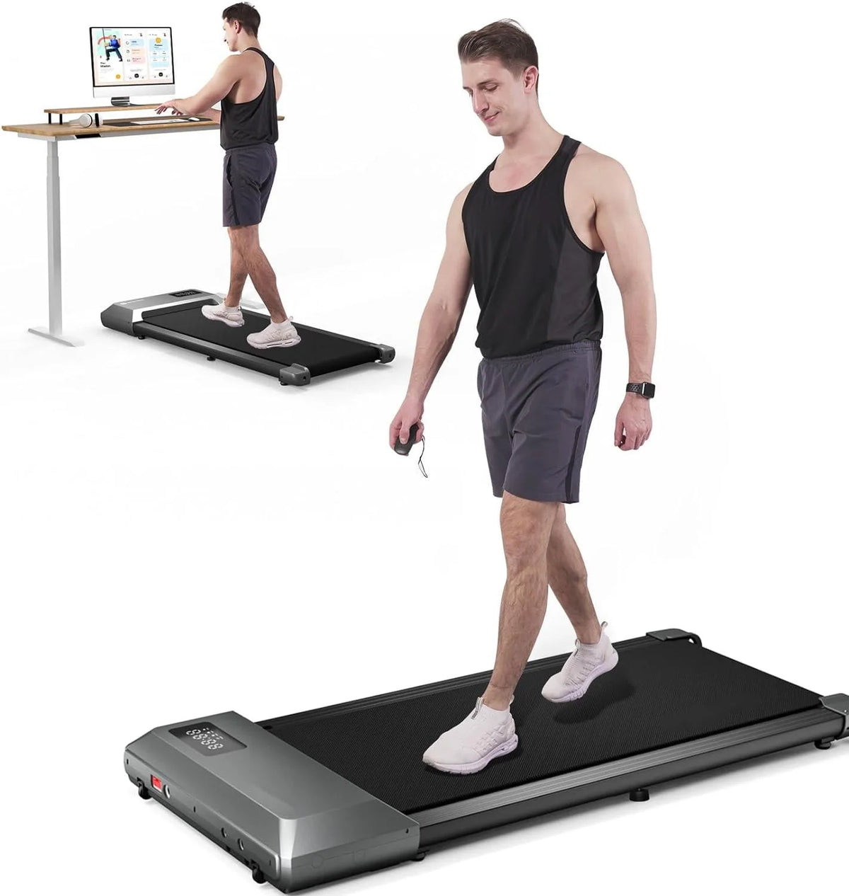 2 in 1 Walking Pad Treadmill with LED Display F23470