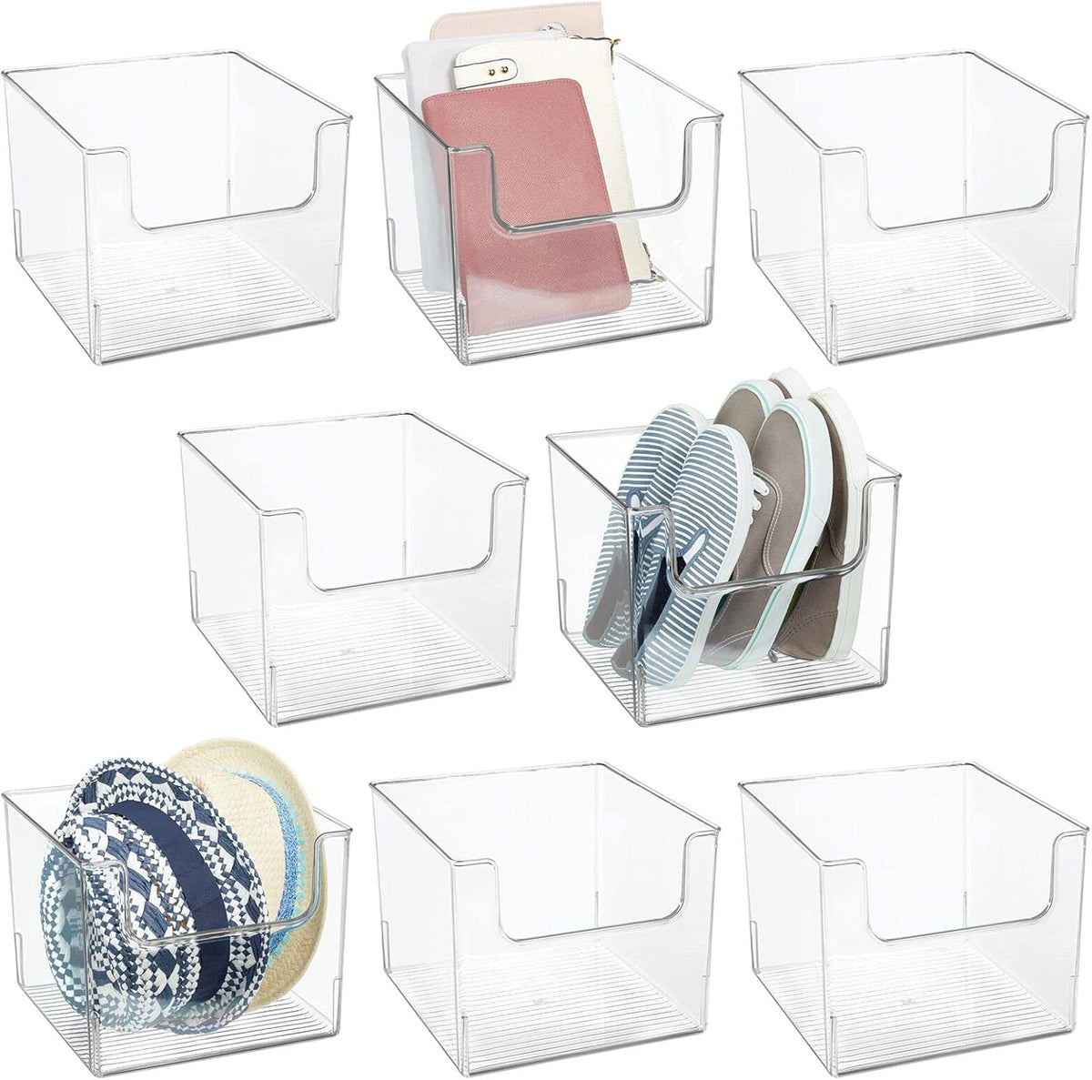 Clear Plastic Storage Basket Bin 8 Pack I73077
