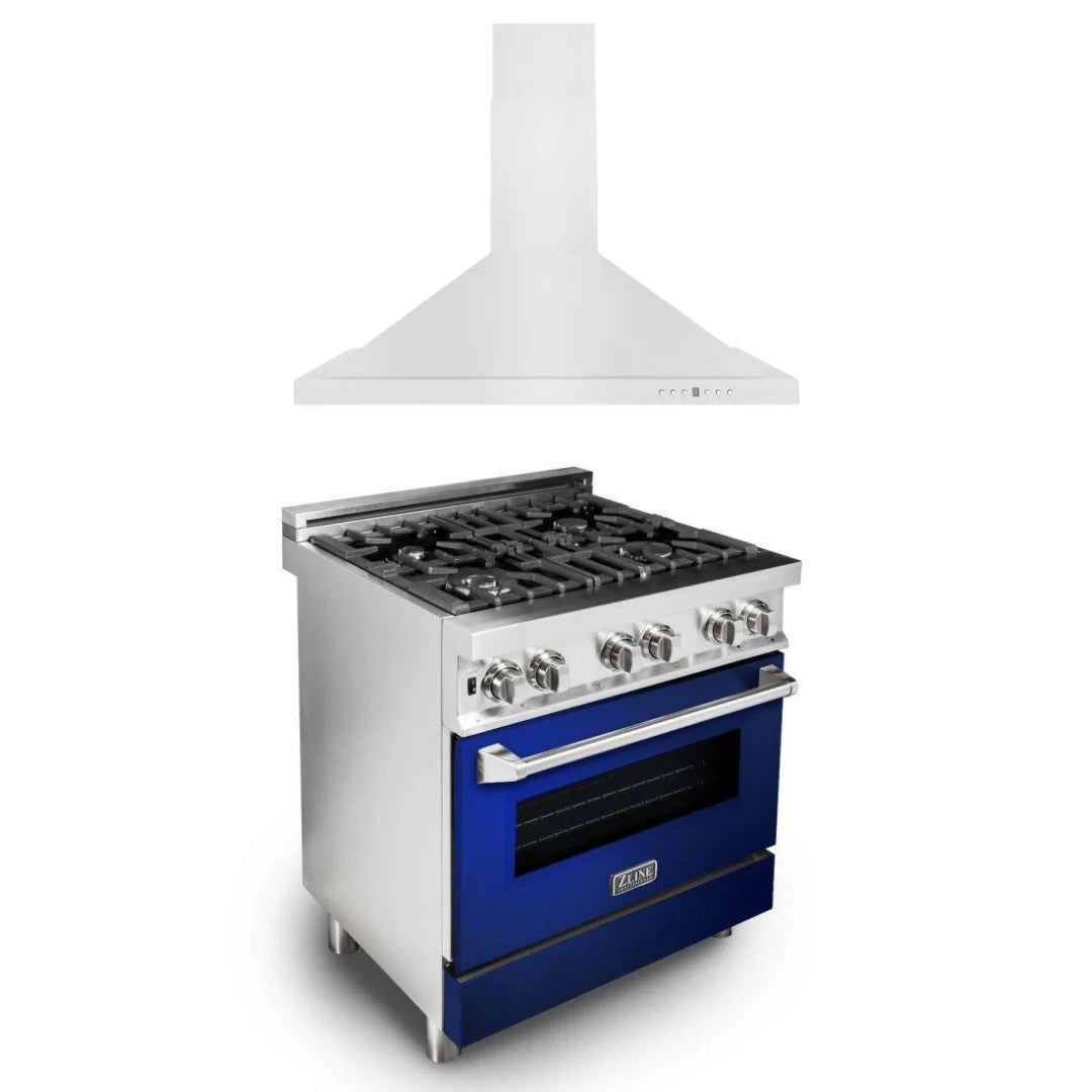 30 in. Dual Fuel Range and Range Hood Appliance Package B8316