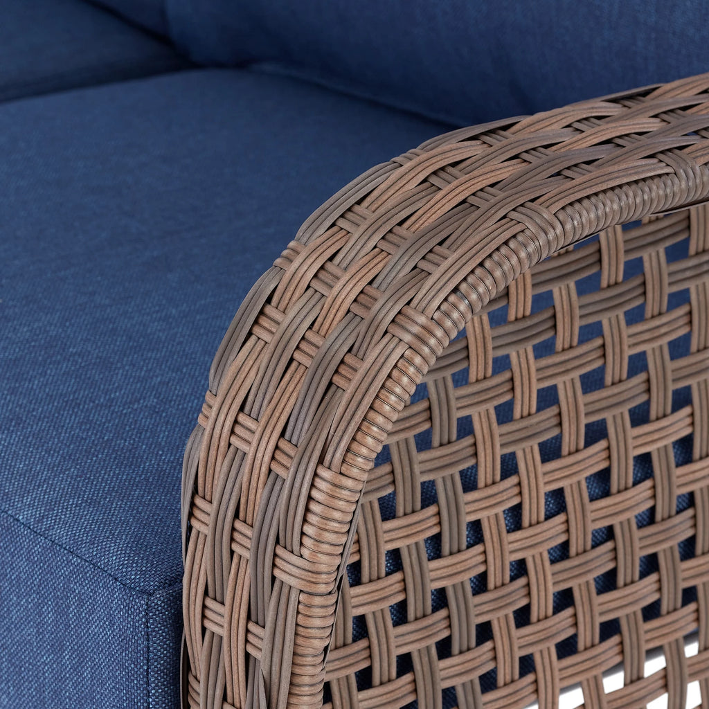 Blue Wicker Outdoor Sofa Q782