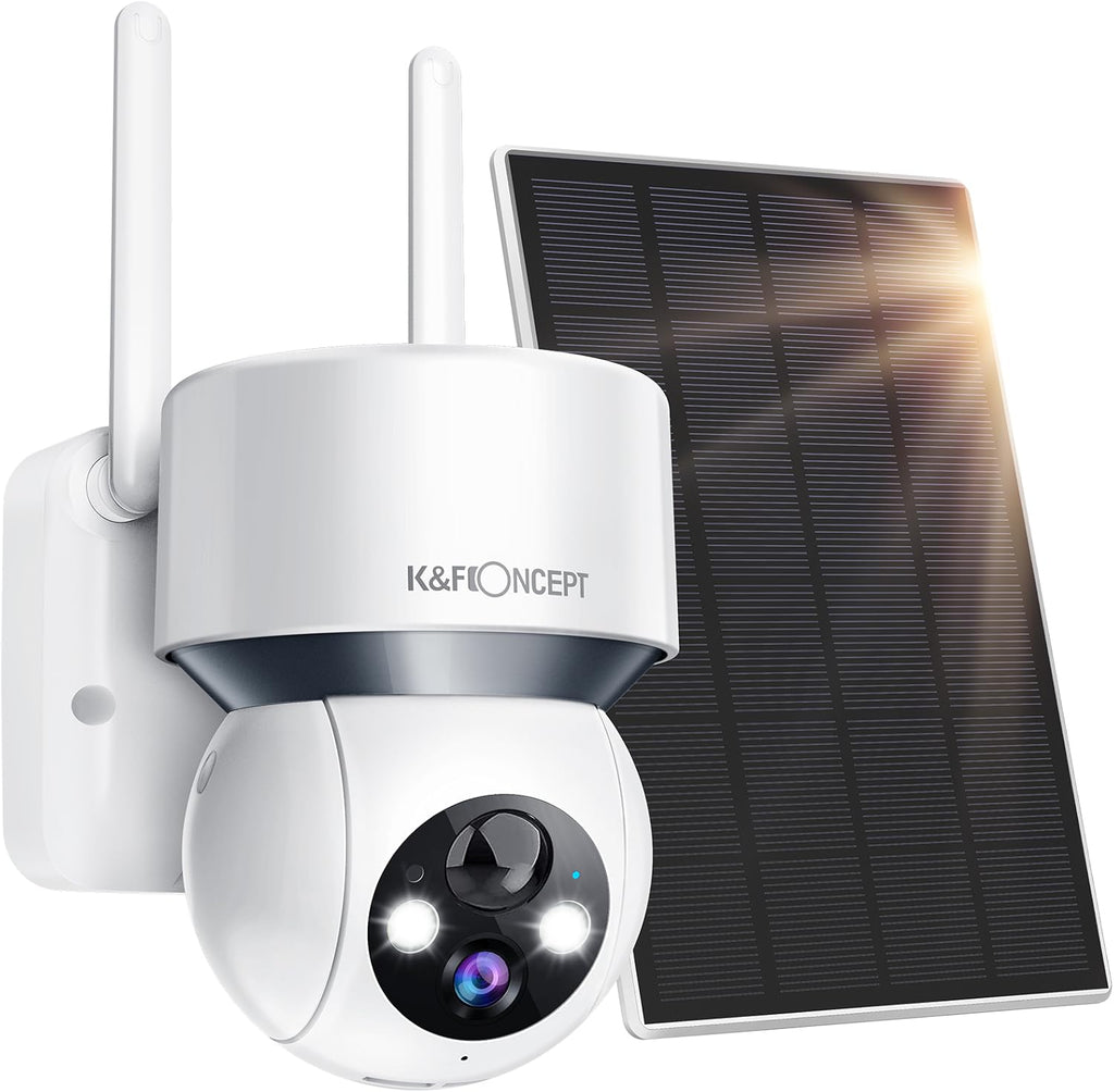 Solar Security Camera Outdoor PTZ Wireless 1080P Battery Powered Surveillance Camera Color Night Vision Two Way Audio Waterproof D54207
