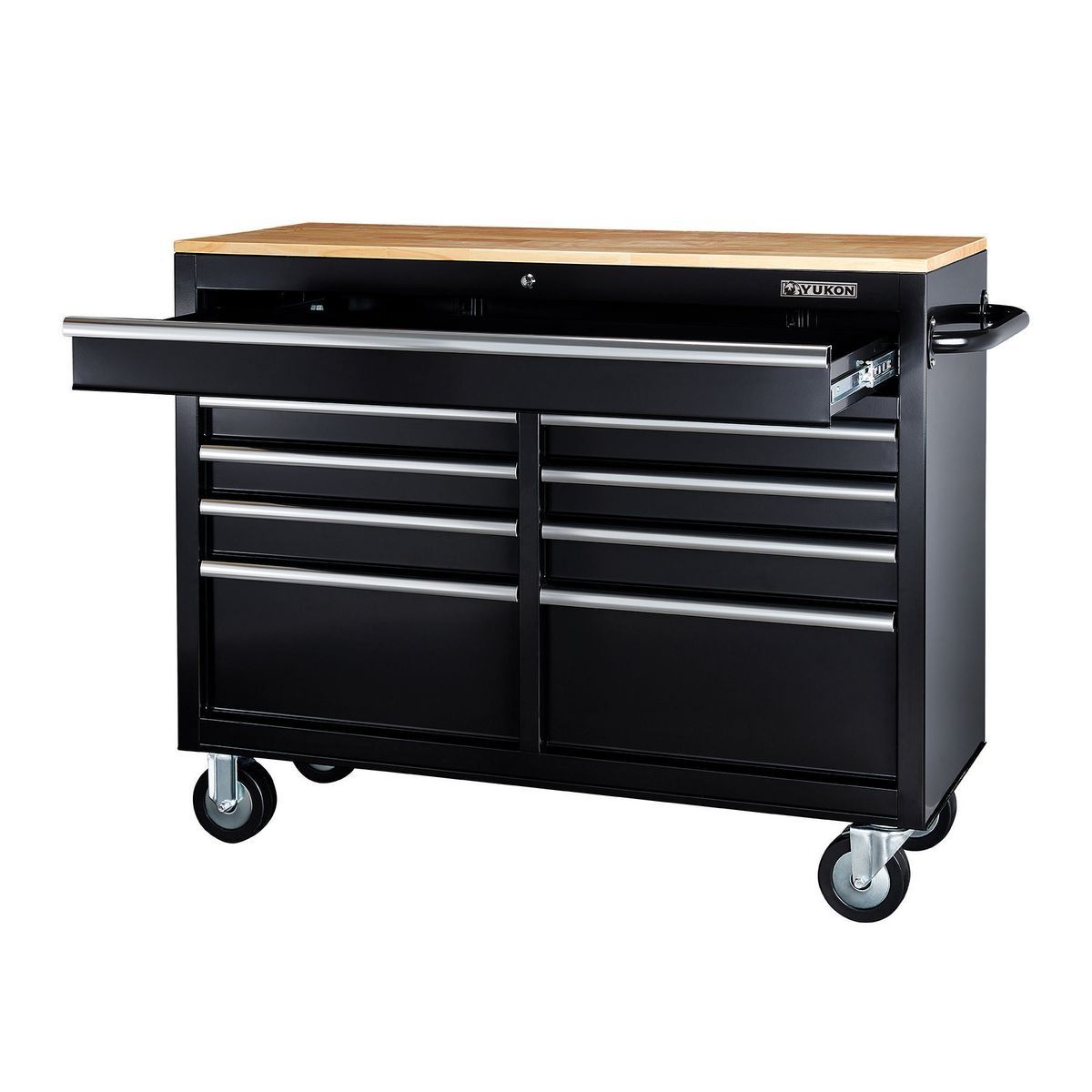 Black 9-Drawer Mobile Storage Cabinet with Solid Wood Top F272096