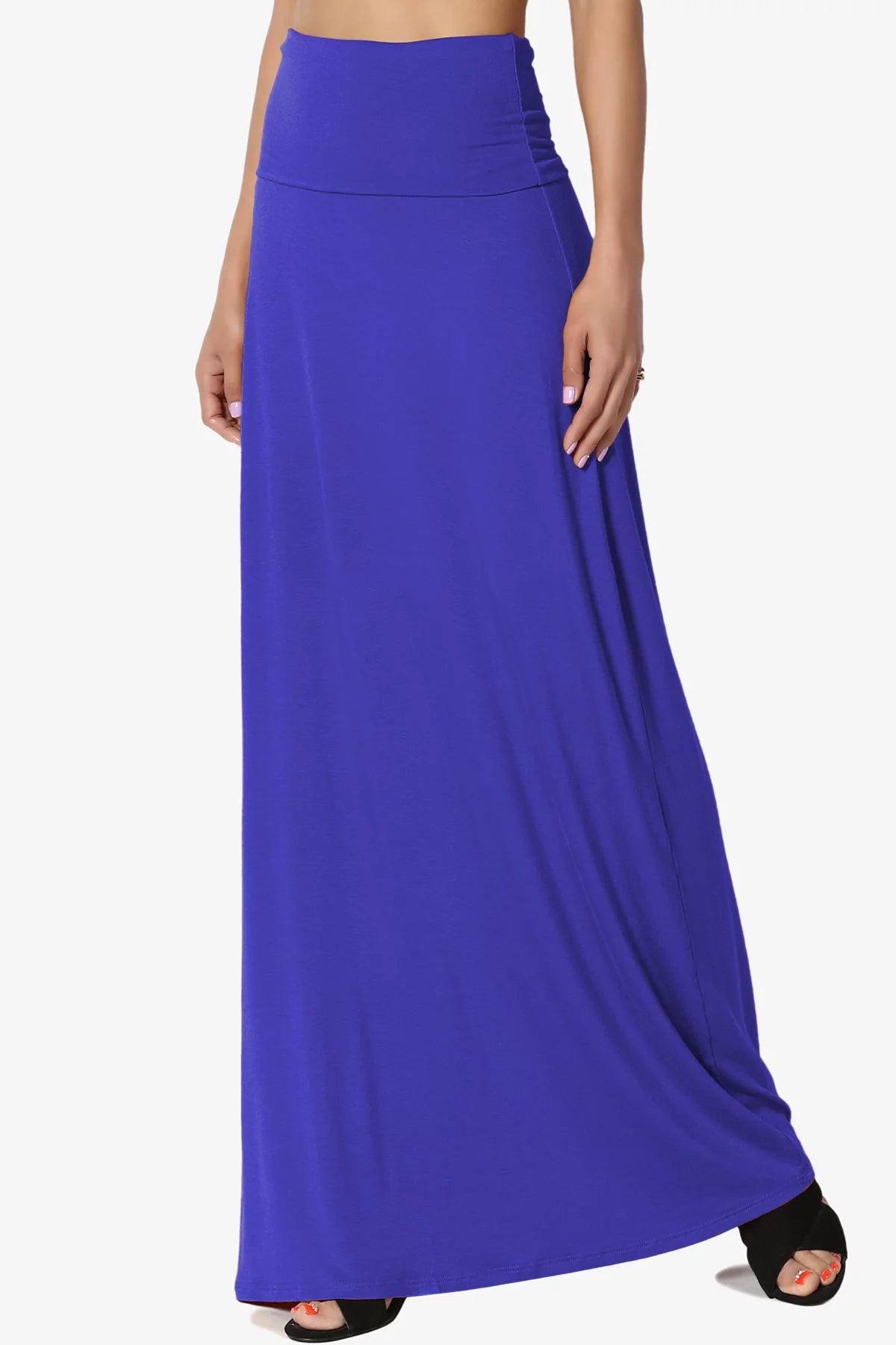 Plus Casual Draped Jersey Long Maxi Skirt P15990