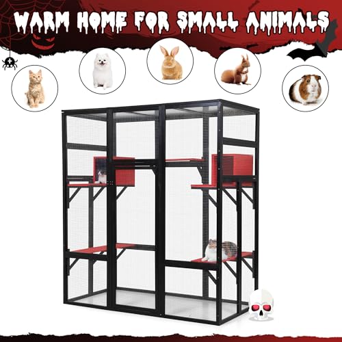 71Inches Large Wood Catio with Perches and Condos C4738