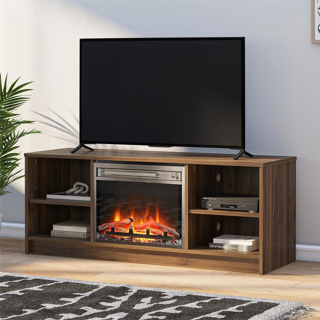 Black Oak Fireplace TV Stand Q53324