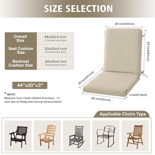 High Back Outdoor Chair Cushions 44''x20'' Waterproof Burgundy Z689