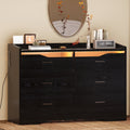 White 6 Drawer Dresser with LED Lights and Charging Station Z8298